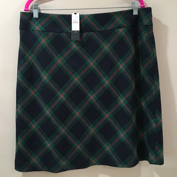 Talbots Dresses & Skirts - Talbots womens A Line Skirt Green Navy tartan Plaid  wool Mid rise Size 16 NWT